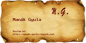Manák Gyula névjegykártya